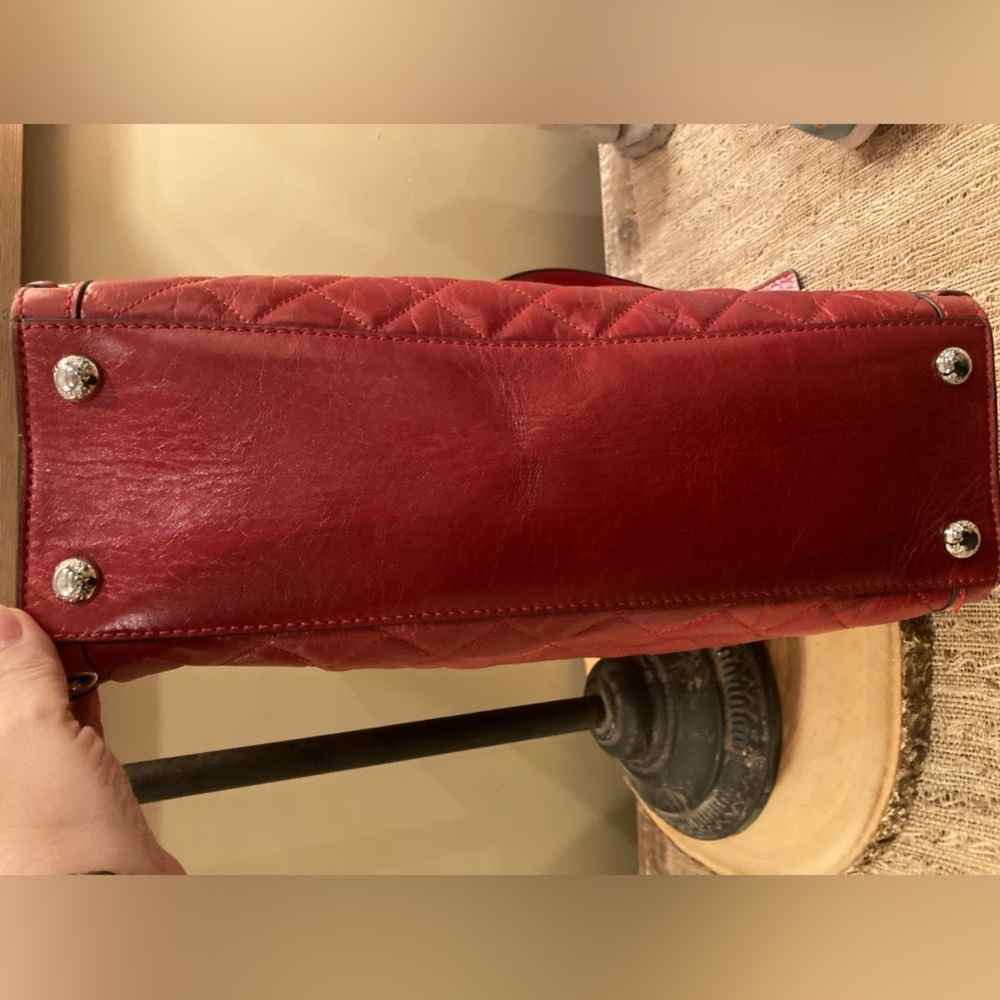 MICHAEL KORS HIPPIE GROMMET HAMILTON SATCHEL TOTE QUILTED LG CROSSBODY‎ RED $458 - Picture 7 of 11